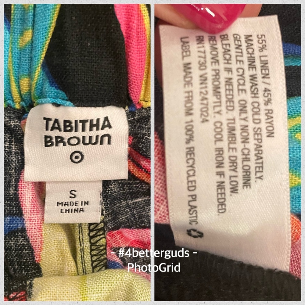 Tabitha Brown for Target Bold Tropical Lemon Print Linen Blend Wide Leg Pants SM - Picture 10 of 16